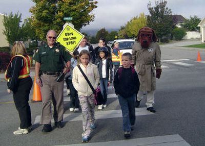 
Students at Chester Elementary participated in International Walk Your Child to School Day Oct. 5. About 150 Chester students walked to school, along with many parents, siblings  and local dignitaries.
 (Photo courtesy of Ana Matthews / The Spokesman-Review)