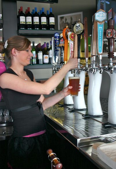 At Hop Jack’s, beer is served through an icy tap system that delivers 34-degree beer to a waiting glass. (Lorie Hutson)