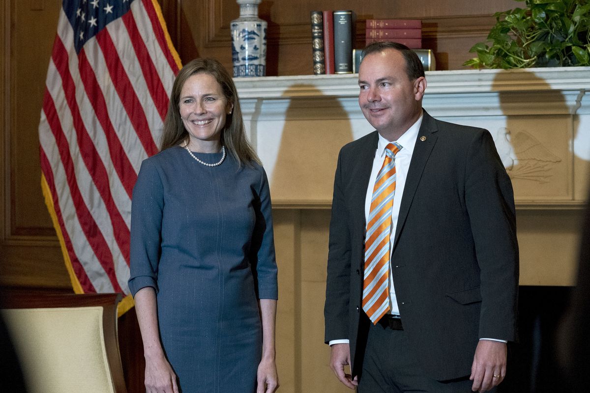 In this Sept. 29, 2020, photo, Judge Amy Coney Barrett, President Donald Trump