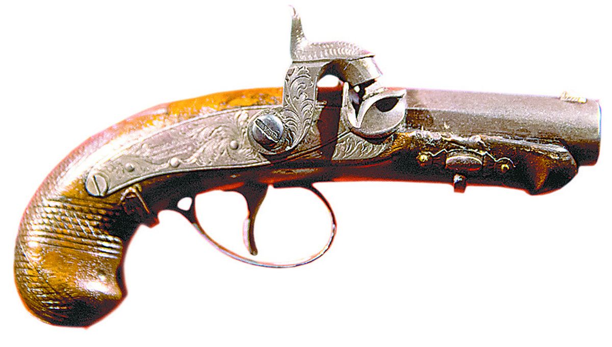 John Wilkes Booth’s pistol used to kill Lincoln is displayed at the Ford’s Center for Education and Leadership in Washington. (Associated Press)