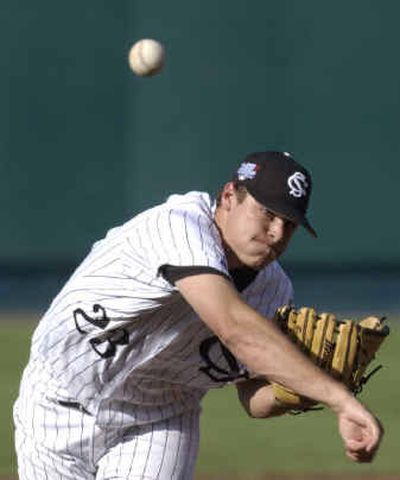
South Carolina starting pitcher Billy Buckner struck out 10 Miami hitters in seven innings of work.
 (Associated Press / The Spokesman-Review)