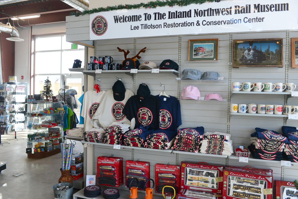 In the gift shop at the Inland Northwest Rail Museum near Reardan, Wash., visitors can buy souvenirs, clothing, model trains and books. The recently opened museum has built a building and moved several rail cars to the site. (Jesse Tinsley / The Spokesman-Review)