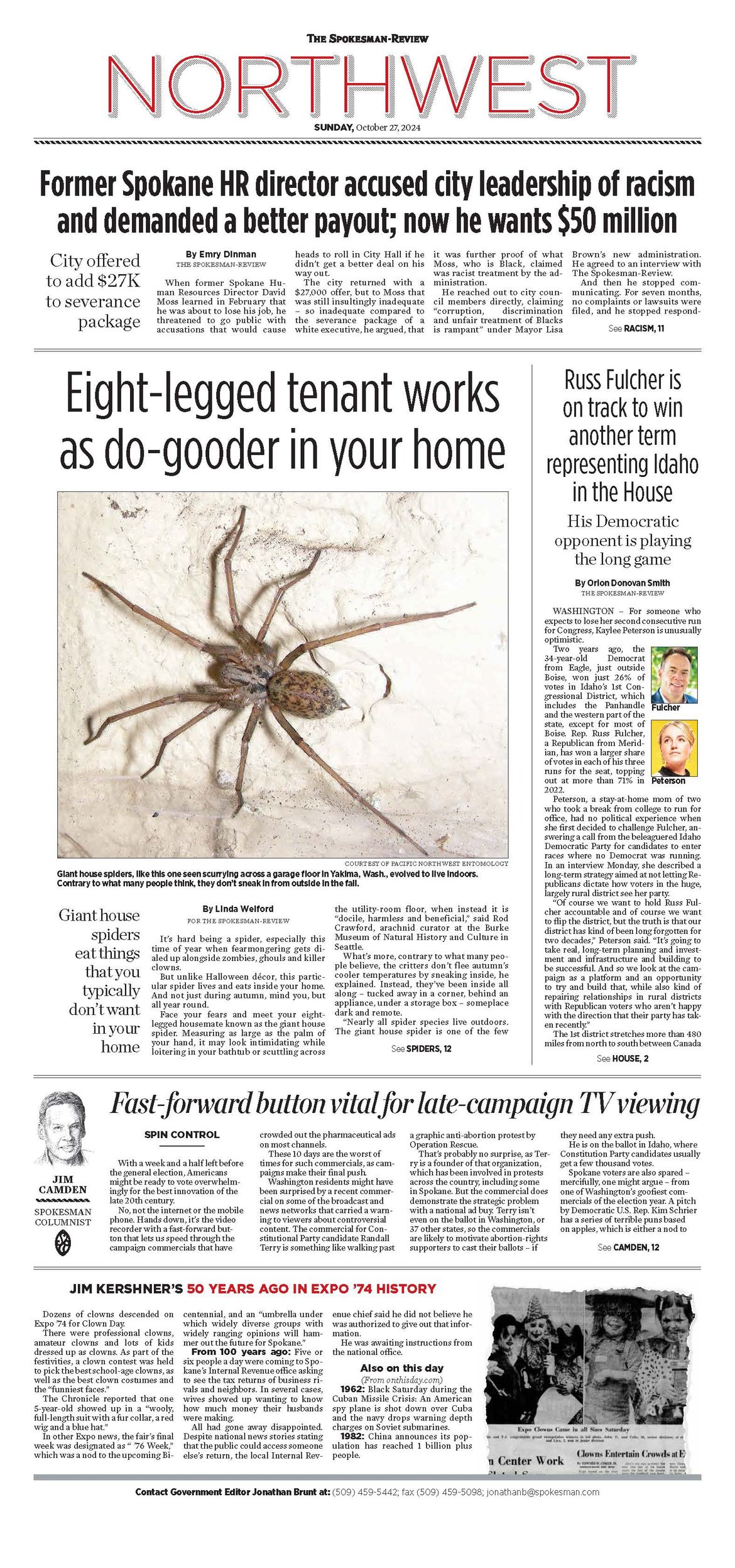 Northwest Front Page for Oct. 27, 2024 The SpokesmanReview