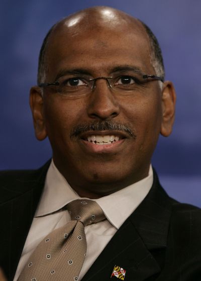 Embattled GOP Chairman Michael Steele dropped his re-election bid today. (Chris Gardner / Associated Press)