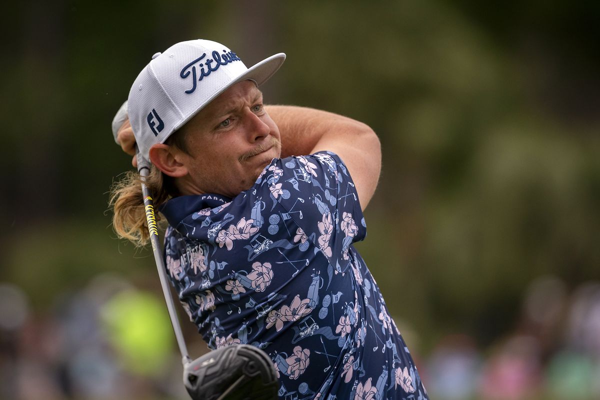 Cameron Smith, of Australia, watches his drive off the 10th tee during the first round of the RBC Heritage golf tournament in Hilton Head Island, S.C., Thursday, April 15, 2021.  (Associated Press)