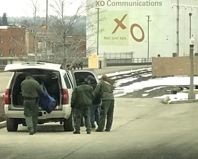 Mohanad Elshieky, a Portland-based stand-up comedian, shared a photo of U.S. Border Patrol agents in Spokane taken on Sunday, Jan. 27, 2019. Elshieky said he was traveling home from a show in Pullman when immigration authorities forced him off a Greyhound bus at the Spokane Intermodal Center and falsely accused him of being in the country illegally. (Mohanad Elshieky / Twitter)