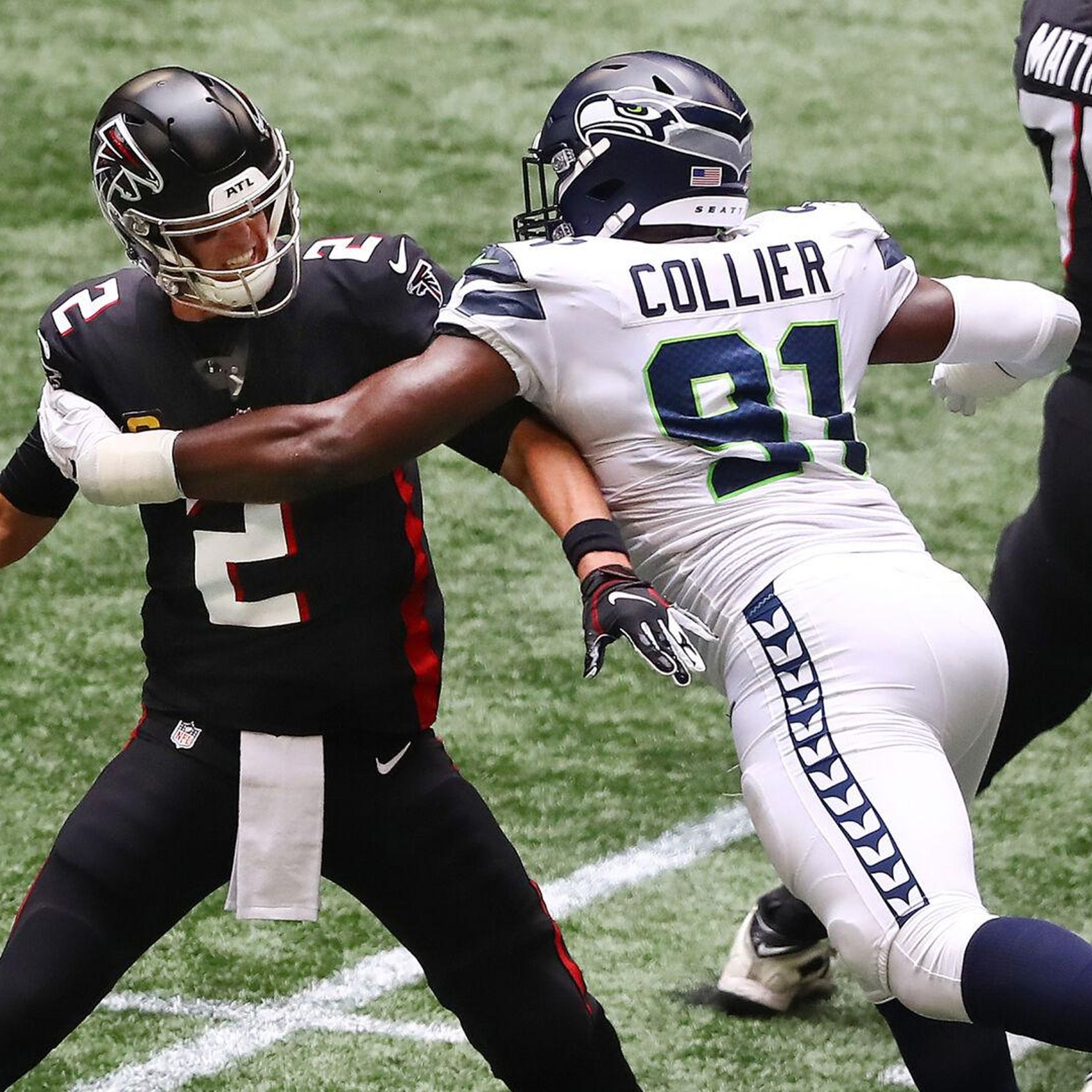 Seattle Seahawks offensive tackle Jake Curhan (74) during an NFL