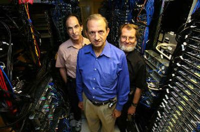
Principal scientist Richard Schwartz, left, chief scientist and GALE principal investigator, John Makhoul, center, and principal scientist Ralph Weishedel, are seen at BBN Technologies, in Cambridge, Mass.  
 (Associated Press / The Spokesman-Review)