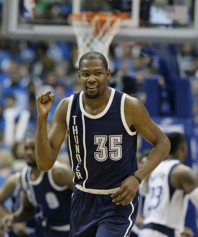 Thunder’s Kevin Durant had a game-high 34 points in OKC's win. (Associated Press)