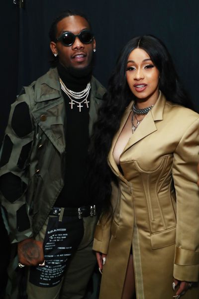 Offset of the group Migos and Cardi B pose backstage for Prabal Gurung during New York Fashion Week: The Shows at Gallery I at Spring Studios on Feb. 11, 2018, in New York City. (Getty Images)