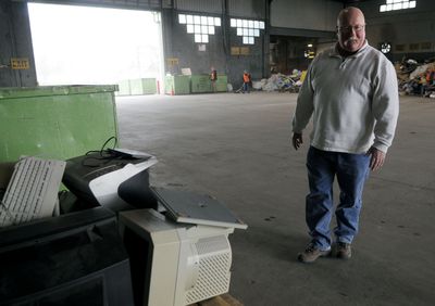 Kootenai County solid waste director Roger Saterfiel talks about the new electronic waste recycling program at the station in Coeur d’Alene on Tuesday.  (Kathy Plonka / The Spokesman-Review)