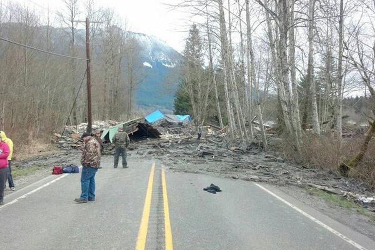 A mudslide near Oso, Wash., demolished a home on March 22, 2014.  (Washington State Patrol)