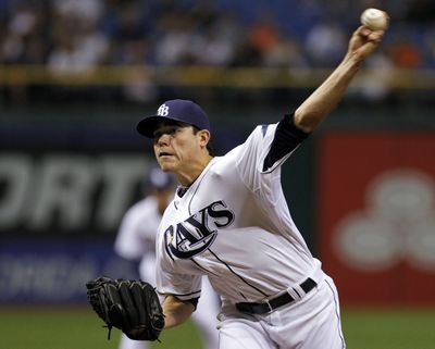 Rays’ Matt Moore went five innings to pick up the win. (Associated Press)