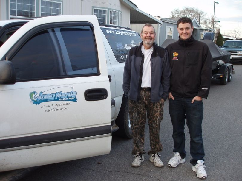 Art Acuff of Spokane Valley, left, and Joey Nania of Liberty Lake pose before heading out for the 2011 professional bass fishing season. (Courtesy photo)