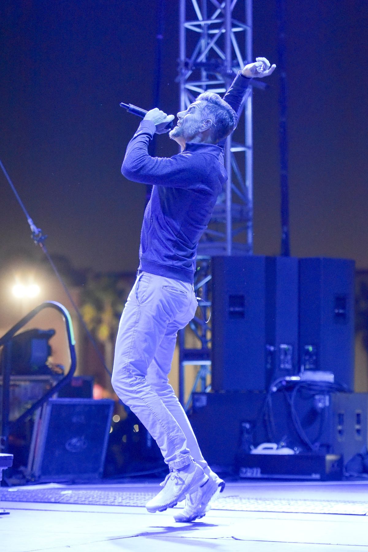 Nick Hexum of 311 performs during the Concerts in Your Car series at the Ventura County Fairgrounds on Nov. 14, 2020, in Ventura, Calif. 311 headlines Knitting Factory downtown on Sunday night.  (Richard Shotwell/Invision/AP)