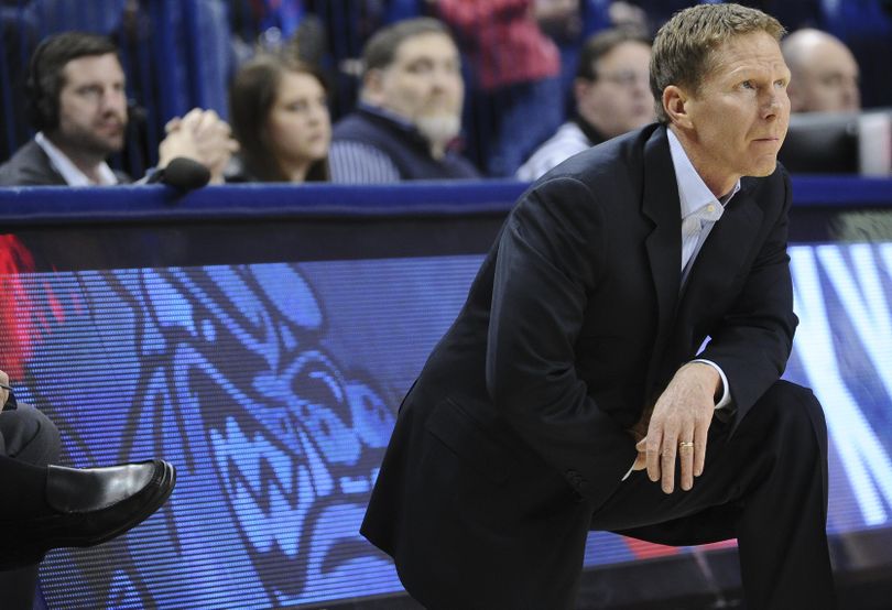 Gonzaga head coach Mark Few watches his team take on San Diego during a college basketball game on Saturday, Jan. 16, 2016, at McCarthey Athletic Center in Spokane, Wash. (Tyler Tjomsland / The Spokesman-Review)