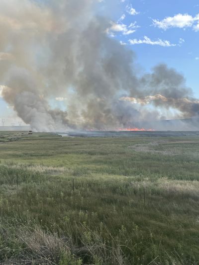 Firefighters brought a 400-acre wildfire under control Wednesday night 6 miles south of Ephrata, according to the Grant County Sheriff's Office.  (Courtesy of Grant County Sheriff's Office Facebook)