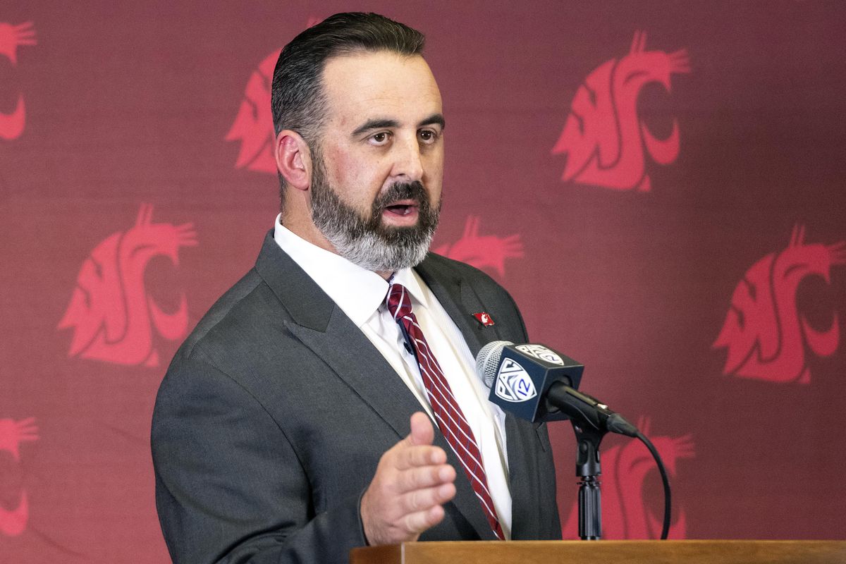New Washington State football coach Nick Rolovich speaks during a news conference after being officially introduced as the head coach on Thursday, Jan. 16, 2020, in Pullman, Wash. (Pete Caster / AP)