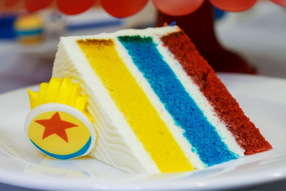 This Pixar Celebration Cake, inspired by the iconic Pixar ball, is on the menu for Pixar Fest at Disneyland Resort. (Disneyland Resort)