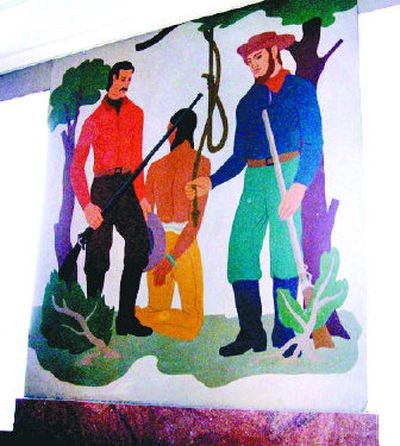 
Despite criticism, this historic mural in the old Ada County Courthouse in Boise won't be removed or covered, a legislative task force has decided.
 (File / The Spokesman-Review)