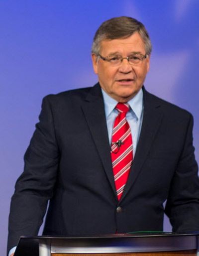 Bert Marley, then Democratic challenger for lieutenant governor, is shown during a Idaho Public Television debate with Republican Lt. Gov. Brad Little. (Idaho Public Television/file photo)