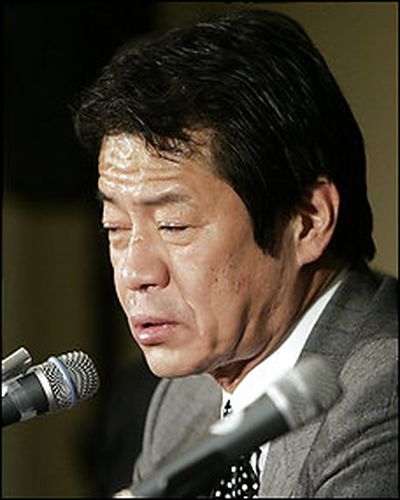 In this Feb. 14, 2009 file photo, Japan's Finance Minister Shoichi Nakagawa meets journalists at the end of the G-7 (Group of Seven) Finance Ministers and Central Bank Governors meeting, in Rome. Finance Minister Nakagawa said Tuesday, Feb. 17, 2009, he will step down because of health problems but will stay on until parliament approves supplementary budget in coming weeks. (AP Photo/Gregorio Borgia) (Gregorio Borgia - AP)  (The Spokesman-Review)