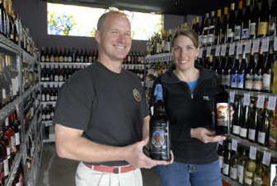 
Brian Kovacich and Julia Postlewait are two of the co-owners of Bottles, a wine shop next to the Rocket Bakery in Millwood.
 (J. BART RAYNIAK / The Spokesman-Review)