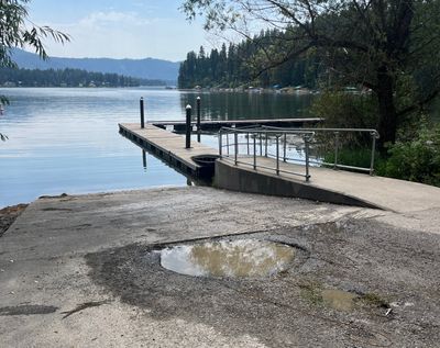 Water fills a pothole at a boat ramp in Idaho.  (Courtesy of Idaho Fish and Game)