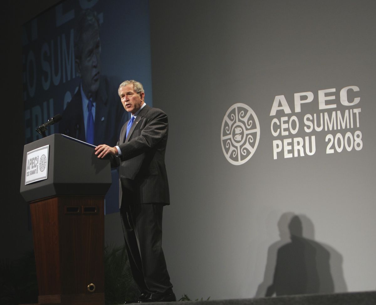 President George W. Bush speaks Saturday at the Asia-Pacific Economic Cooperation Summit in Lima, Peru. Photos by  (Photos by Associated Press / The Spokesman-Review)