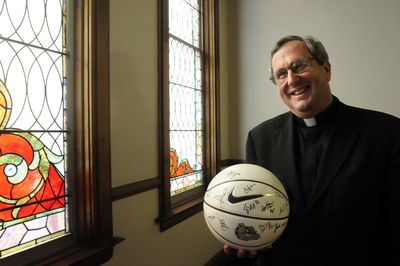 The Rev. Robert Spitzer is leaving his position as president of Gonzaga in July. His tenure has coincided with the basketball team’s success. (Jesse Tinsley / The Spokesman-Review)