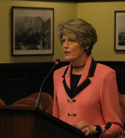 North Idaho College President Priscilla Bell addresses lawmakers Tuesday (Betsy Russell)