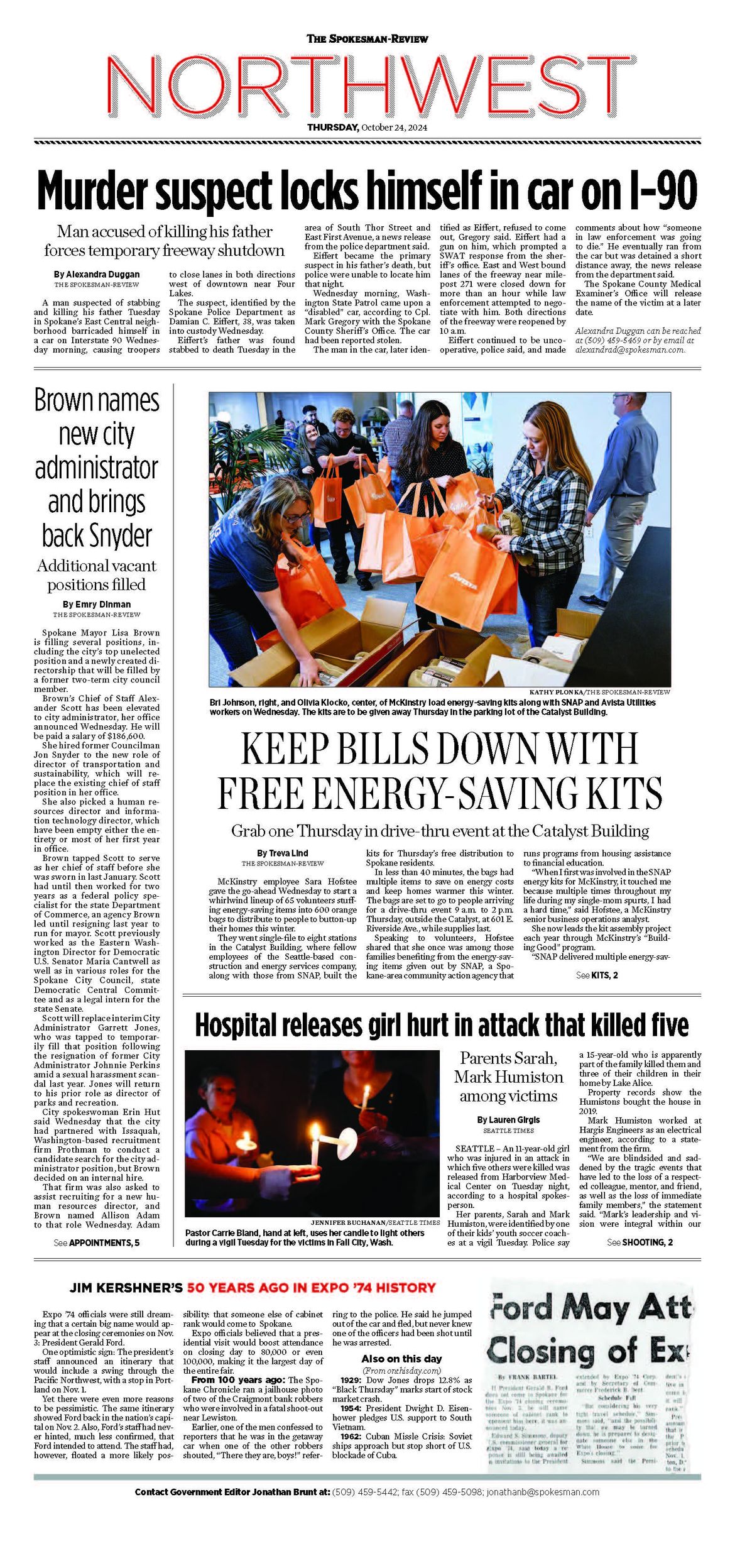 Northwest Front Page for Oct. 24, 2024 The SpokesmanReview