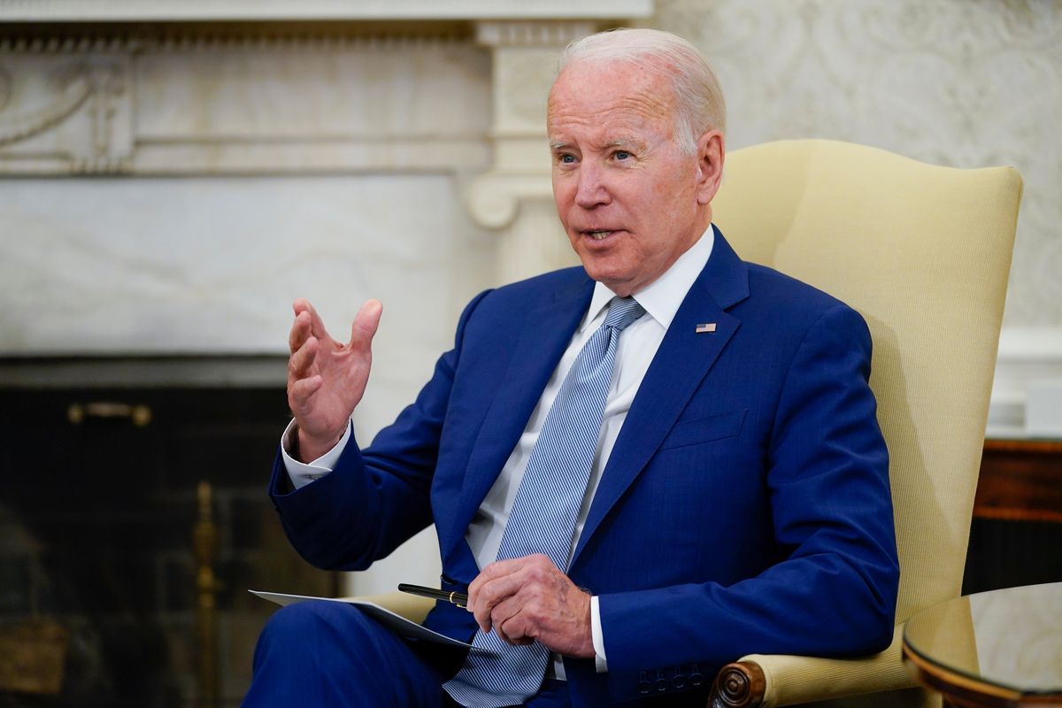 FILE - President Joe Biden speaks in the Oval Office of the White House, Tuesday, May 31, 2022, in Washington. The Biden administration is expected to announce it will send Ukraine a small number of high-tech, medium range rocket systems, a critical weapon that Ukrainian leaders have been begging for as they struggle to stall Russian progress in the Donbas, U.S. officials said Tuesday.  (Evan Vucci)
