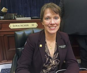 In this Thursday, March 1, 2018 photo, Idaho Republican state Rep. Priscilla Giddings sits at the Capitol in Boise. The Idaho lawmaker urges her constituents to send in submissions for her "fake news awards" during the legislative session. Officials at all levels of government are now using the term "fake news" as a weapon against unflattering stories and information that can tarnish their images. Experts on the press and democracy say the cries of “fake news” could do long-term damage by sowing confusion and contempt for journalists, and by undermining the media’s role as a watchdog on government and politicians. (AP / Kimberlee Kruesi)