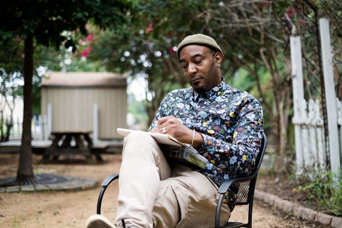 Cartoonist Keith Knight, pictured in Carrboro, N.C., last month, is the co-creator of the new semi-autobiographical show “Woke,” which premiered Wednesday on Hulu. (Cornell Watson/For the Washington Post)