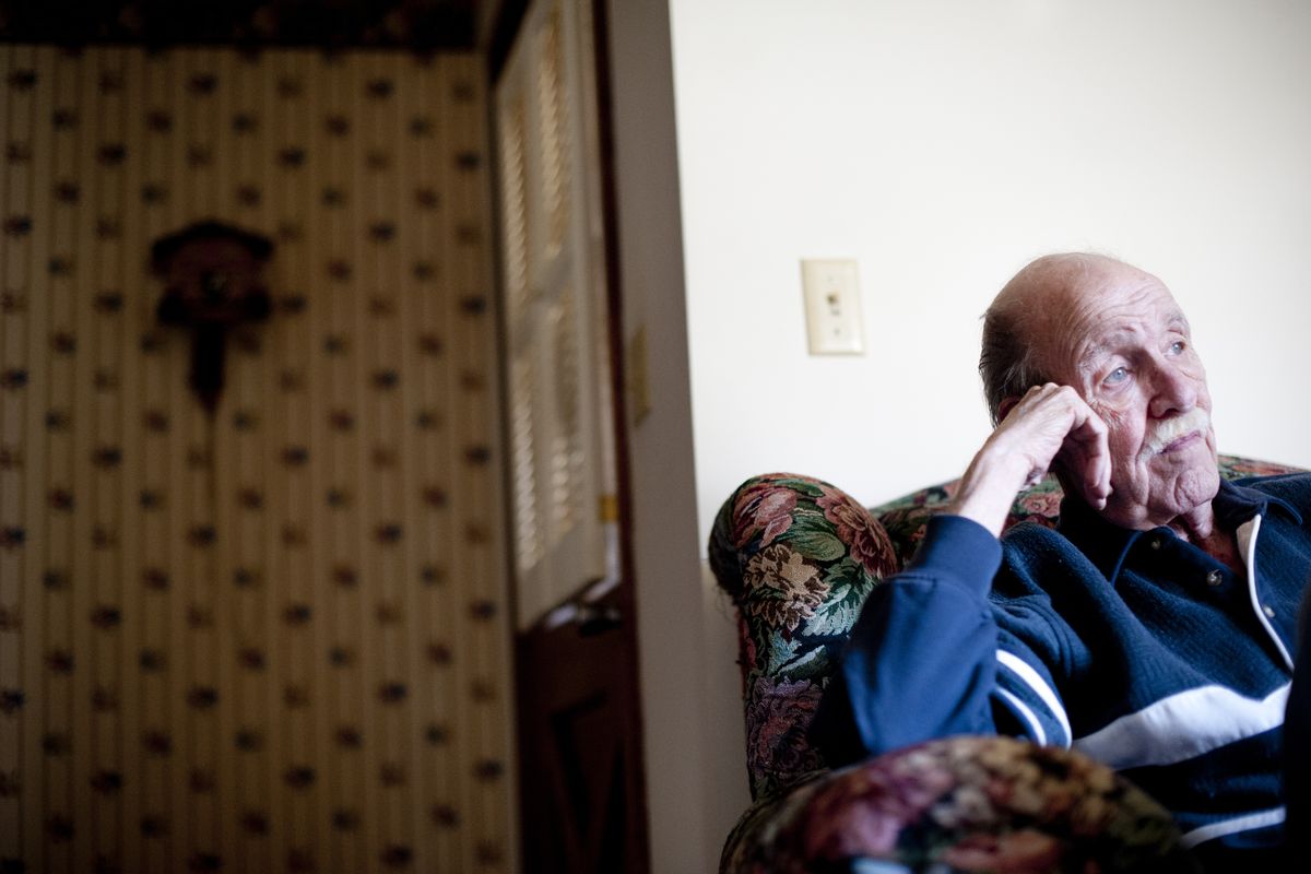 Robert Dressel, the father of Michael Dressel, pauses as he talks about his son’s life on Wednesday at his Spokane area home. (Tyler Tjomsland)