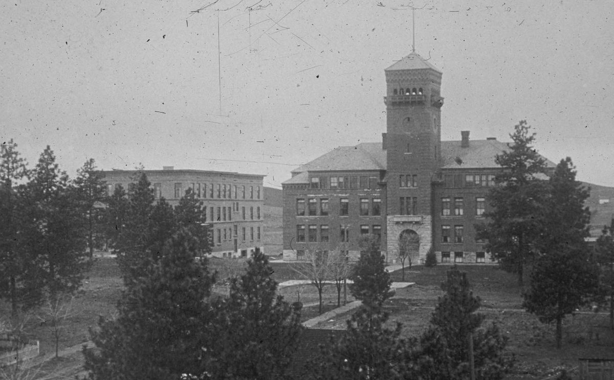 The Cheney State Normal School building (with clock tower), and the Training School Building, left,  circa 1910. Photo courtesy of the EWU Libraries, Archives and Special Collections (Photo courtesy of the EWU Libraries, Archives and Special Collections / The Spokesman-Review)