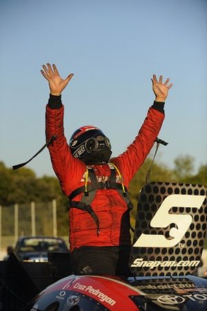Cruz Pedregon celebrates his win at zMax Dragway in Charlotte, NC. (Photo courtesy of NHRA)