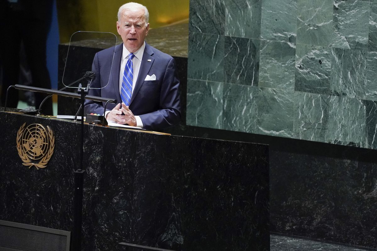 President Joe Biden delivers remarks to the 76th Session of the United Nations General Assembly, Tuesday, Sept. 21, 2021, in New York. (Evan Vucci)