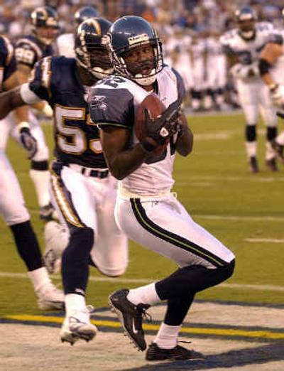 
Seattle's Darrell Jackson has led the team in receiving every week and has a team-high 24 catches.
 (Associated Press / The Spokesman-Review)