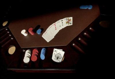 
A poker table by CDA Billiards in Hayden is part of the popularity of stay-at-home entertainment trends. 
 (Brian Plonka / The Spokesman-Review)