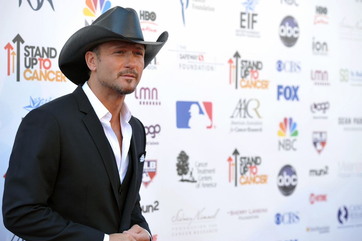 Musician Tim McGraw attends the "Stand Up to Cancer" event at the Shrine Auditorium on Friday, Sept. 7, 2012 in Los Angeles. The initiative aimed to raise funds to accelerate innovative cancer research by bringing new therapies to patients quickly.  (Photo by John Shearer/Invision/AP) (John Shearer / Invision)