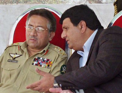
Pakistani President Gen. Pervez Musharraf visits the town of Charsada on Saturday. 
 (Associated Press / The Spokesman-Review)