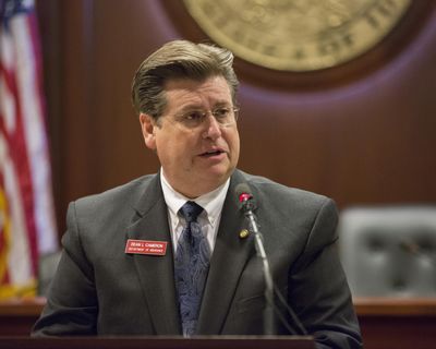 In this Jan. 5, 2018,  photo, Idaho State Insurance Director Dean Cameron speaks to reporters about a health insurance executive order at the State Capitol in Boise, Idaho. (Otto Kitsinger / Associated Press)