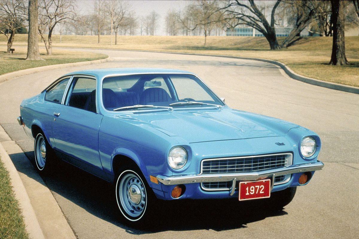 This undated photo provided by General Motors shows a 1972 Chevy Vega, which was widely panned for its poor performance and workmanship. 