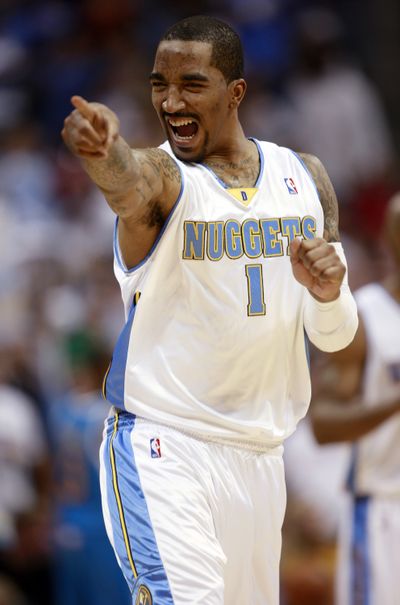 J.R. Smith and the Nuggets open series with Mavs today: 12:30 p.m. on ABC.  (Associated Press / The Spokesman-Review)