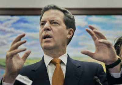 
Sen. Sam Brownback, R-Kan., withdraws from the presidential race Friday in Topeka. Associated Press
 (Associated Press / The Spokesman-Review)
