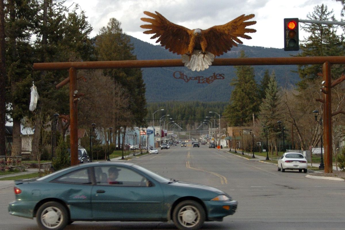 In this April 27, 2011 photo, the entrance to downtown Libby, Mont., is seen. The U.S. Environmental Protection Agency has spent more than $575 million cleaning up almost 2,500 residential and commercial properties in Libby and surrounding areas. A new lawsuit charges that asbestos-containing material is being dumped in open-air sites at Montana landfills. (Matthew Brown / AP)