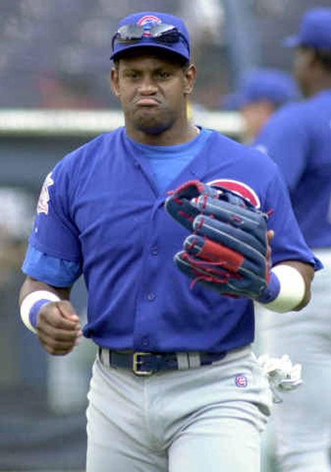 Chicago Cubs' Sammy Sosa takes batting practice, Tuesday, June 17