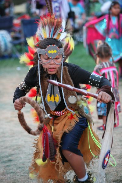 At least one participant wore Batman-themed regalia to last year’s Youth Powwow and Family Fun Night. Tonight’s event starts at 7 at Riverfront Park. Tribal and non-Native youths are invited to dance and play.